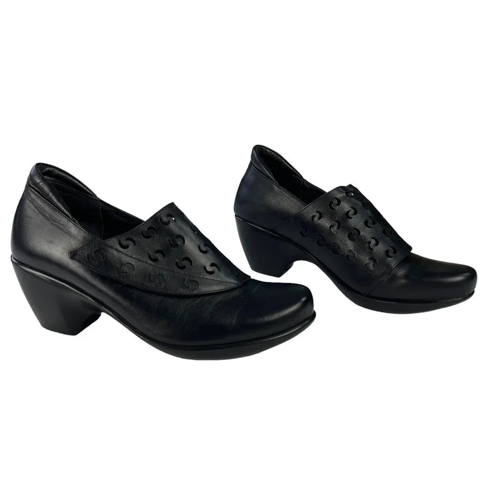 Naot Precious Black Leather Retro Boho Comfort‎ Heels Mary Jane Womens 10-10.5